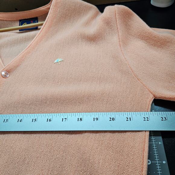 Vintage Arnie Cardigan Womens XL Pink 70s Preppy Rockabilly Cottage Academia - Picture 7 of 10